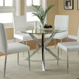 Living And Home Contemporary Chrome Base Round Tempered Glass Coffee Table Dining Table Dia 900mm