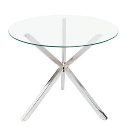 Living And Home Contemporary Chrome Base Round Tempered Glass Coffee Table Dining Table Dia 900mm - thumbnail 3