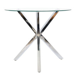 Living And Home Contemporary Chrome Base Round Tempered Glass Coffee Table Dining Table Dia 900mm - thumbnail 2