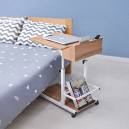 Oak Wood  Over Bed Chair Table Desk Hospital Height Adjustable Overbed Laptop Stand - thumbnail 2