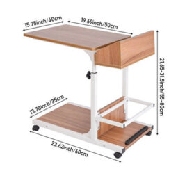 Oak Wood  Over Bed Chair Table Desk Hospital Height Adjustable Overbed Laptop Stand - thumbnail 5