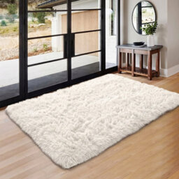 Oxford Homeware Shaggy Rug Anti-Slip Washable Soft Fluffy Living Room And Bedroom Rug (Cream, 60X110Cm) - thumbnail 6