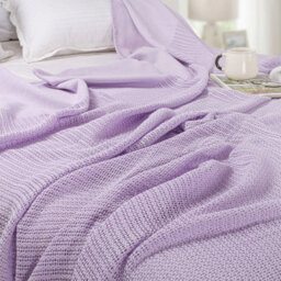 Ehc Cotton Soft Hand Woven Reversible Lightweight Adult Cellular Blanket, King Size 230 Cm X 250 Cm, Lavender - thumbnail 5