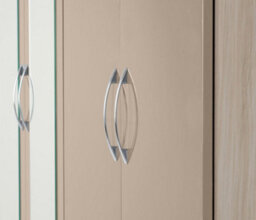 Seconique Nevada 6 Door 2 Drawer Mirrored Wardrobe In Oyster Gloss And Oak Effect Finish - thumbnail 3