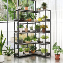 Gainoom 180Cm Oak Tall Corner Bookshelf 5-Tier L-Shaped Bookcase - thumbnail 5