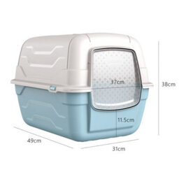 Cat Centre.Direct Cat Centre Cat Blue Large Hooded Litter Tray - Enclosed Box - thumbnail 2
