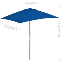 Berkfield Outdoor Parasol With Wooden Pole Blue 150X200 Cm - thumbnail 7