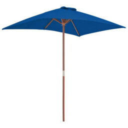 Berkfield Outdoor Parasol With Wooden Pole Blue 150X200 Cm - thumbnail 2