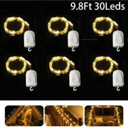 Amorly 6 Pack 9.8Ft 30 Leds Rechargeable Fairy Lights, Twinkle String Lights For Xtmas Rechargeable, 8 Modes ,timer - thumbnail 1