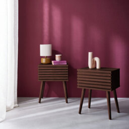 Sweeek - Pair Of Scandi-Style Bedside Tables With Grooved Wood Effect Walnut 29X40X50.5 Cm - Madere - thumbnail 5