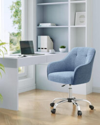 Songmics Executive Office Chair, 360 Swivel Desk Seat, Elegant Vanity Seating, Height Adjustable, Comfort Armrests, Misty Blue - thumbnail 1