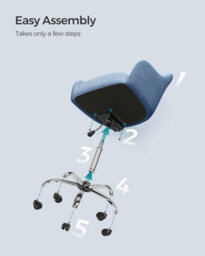 Songmics Executive Office Chair, 360 Swivel Desk Seat, Elegant Vanity Seating, Height Adjustable, Comfort Armrests, Misty Blue - thumbnail 7