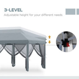Outsunny 6 X 3M Pop Up Party Tent Canopy With 6 Removable Sidewalls Grey - thumbnail 7