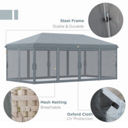 Outsunny 6 X 3M Pop Up Party Tent Canopy With 6 Removable Sidewalls Grey - thumbnail 4