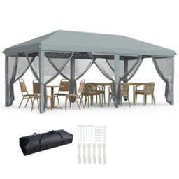 Outsunny 6 X 3M Pop Up Party Tent Canopy With 6 Removable Sidewalls Grey - thumbnail 2