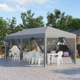 Outsunny 6 X 3M Pop Up Party Tent Canopy With 6 Removable Sidewalls Grey - thumbnail 1