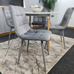 Kosy Koala Dining Table Set Of 4 Round White Dining Table And 4 Grey Velvet Tufted Chairs For Kitchen Dining Room - thumbnail 8