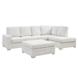 Home Detail Alana Right-Hand Facing Corner Sofa With Footstool, Cream Linen - thumbnail 2