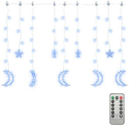 Berkfield Decorative Star And Moon Fairy Lights Remote Control 138 Led Blue