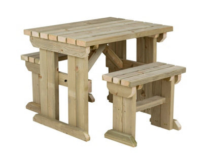 Arbor Garden Solutions Yews Picnic Bench - Wooden Garden Table And Bench Set (3Ft, Natural Finish) - image 1