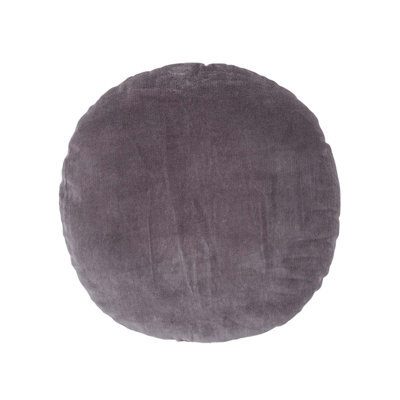 Homescapes Dark Grey Velvet Cushion, 40 Cm Round - image 1