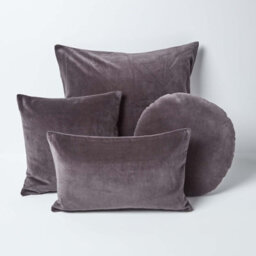 Homescapes Dark Grey Velvet Cushion, 40 Cm Round - thumbnail 5