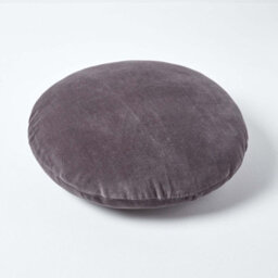 Homescapes Dark Grey Velvet Cushion, 40 Cm Round - thumbnail 3