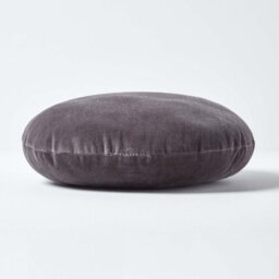 Homescapes Dark Grey Velvet Cushion, 40 Cm Round - thumbnail 2