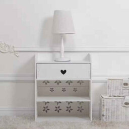 Wood Nightstand With Drawer And 2 Storage Shelves Flower Decoration - thumbnail 3