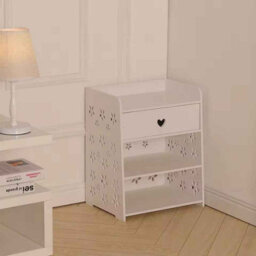 Wood Nightstand With Drawer And 2 Storage Shelves Flower Decoration - thumbnail 4