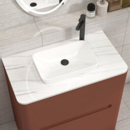 Royal Bathrooms Venice 800mm Terracotta Clay Freestanding Bathroom Countertop Vanity Unit 2 Drawer With Qubix Basin - thumbnail 6