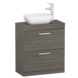 Royal Bathrooms 800mm Floor Standing Vanity Unit 2 Drawer Grey Elm & Countertop Basin - Elva - thumbnail 6