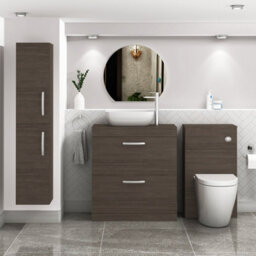 Royal Bathrooms 800mm Floor Standing Vanity Unit 2 Drawer Grey Elm & Countertop Basin - Elva - thumbnail 4