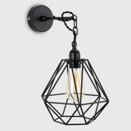 Valuelights Huber Satin Black Wall/ceiling Light Fitting With Black Metal Cage Shade And 4W Led Bulb In Warm White - thumbnail 6