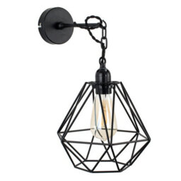 Valuelights Huber Satin Black Wall/ceiling Light Fitting With Black Metal Cage Shade And 4W Led Bulb In Warm White - thumbnail 5