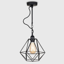 Valuelights Huber Satin Black Wall/ceiling Light Fitting With Black Metal Cage Shade And 4W Led Bulb In Warm White - thumbnail 2