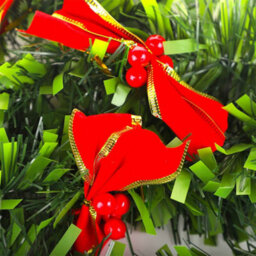 3.5M Deluxe Green Festive Holiday Garland With Red Bows - thumbnail 3