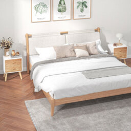 Homcom Bedside Table Set Of 2, Bedside Cabinets With Pine Wood Legs, Natural