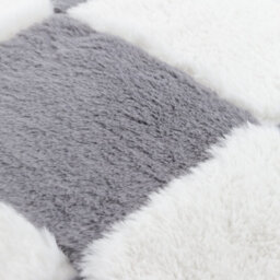 Heya Home Cozee Check Faux Fur Feather Filled Cushion - thumbnail 3