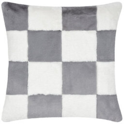 Heya Home Cozee Check Faux Fur Feather Filled Cushion - thumbnail 1