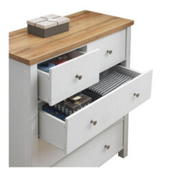Timber Art Design Astbury 3+2 5 Drawer Bedroom Cabinet Chest Of Drawers White And Oak - thumbnail 6