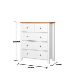 Timber Art Design Astbury 3+2 5 Drawer Bedroom Cabinet Chest Of Drawers White And Oak - thumbnail 7