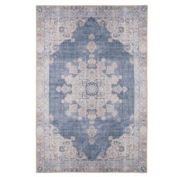 Loomed Denim Blue Vintage Medallion Anti Slip Washable Rug 200X290Cm - thumbnail 1