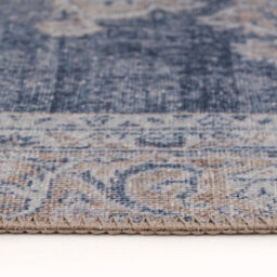 Loomed Denim Blue Vintage Medallion Anti Slip Washable Rug 200X290Cm - thumbnail 5