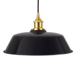 Navy Blue Chancery Painted Dome Pendant Light With Polished Brass Lamp Holder And Black Twisted Cable - Se Home - thumbnail 1