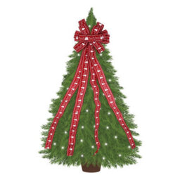 Eurowrap Large Red Merry Christmas Tree Topper Bow Traditional Fabric Bow 33Cm X 132Cm - thumbnail 2