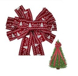 Eurowrap Large Red Merry Christmas Tree Topper Bow Traditional Fabric Bow 33Cm X 132Cm