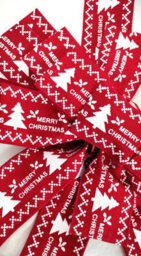 Eurowrap Large Red Merry Christmas Tree Topper Bow Traditional Fabric Bow 33Cm X 132Cm - thumbnail 3
