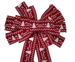 Eurowrap Large Red Merry Christmas Tree Topper Bow Traditional Fabric Bow 33Cm X 132Cm - thumbnail 5