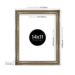 14X11 Gunmetal  Ornate Picture Frame (35.6 X 27.9Cm) Poster, Photo, Artwork, Gallery Wall Or Print - thumbnail 2